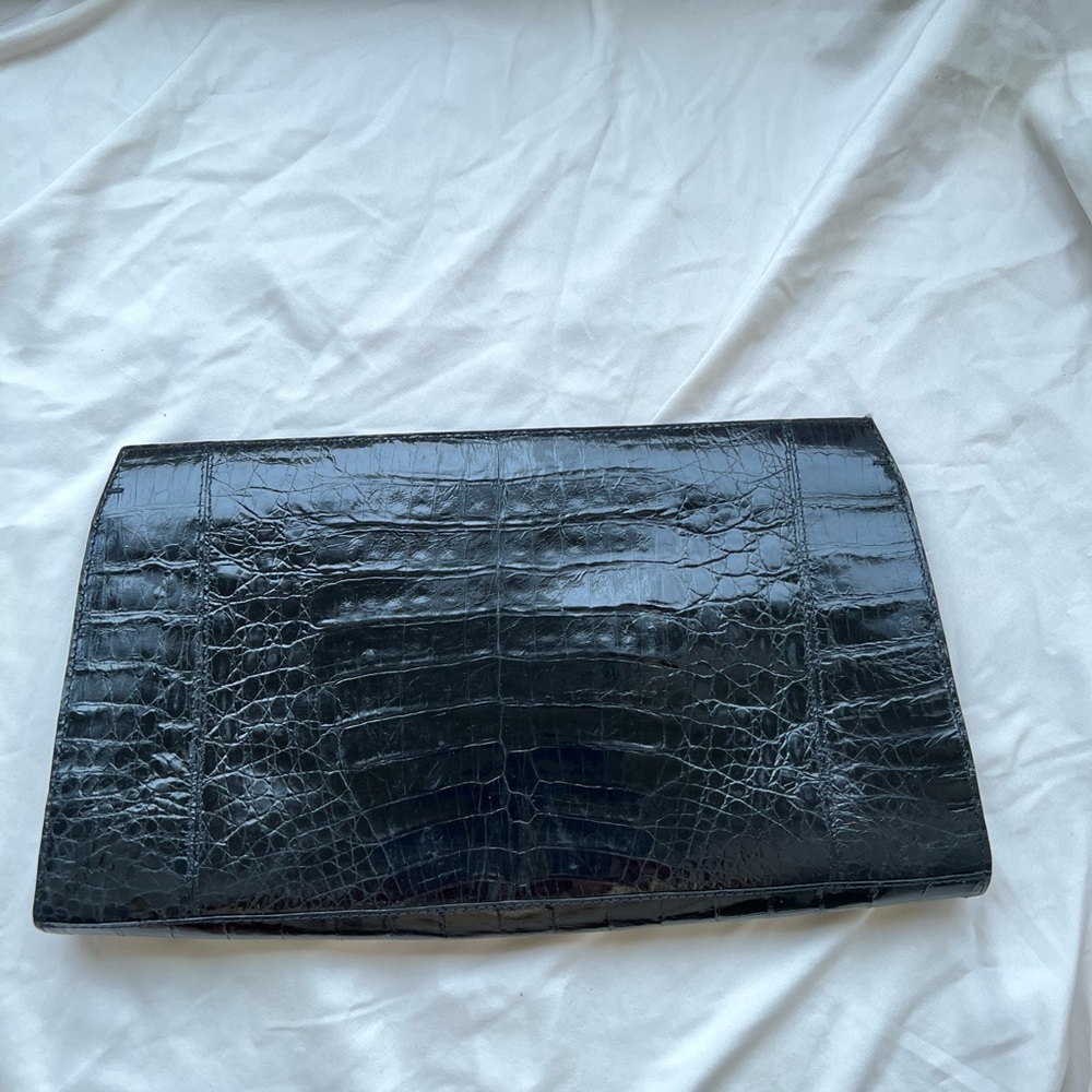 Nancy Gonzalez black croc clutch